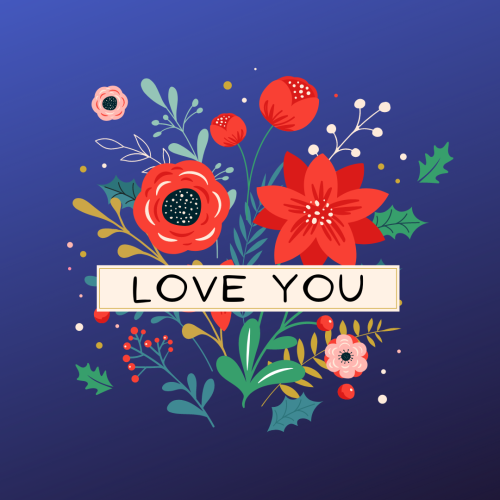 Red and pink flower, Love you